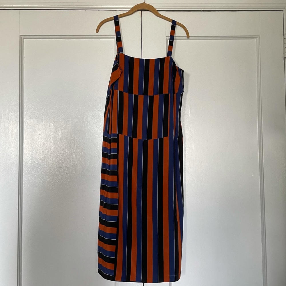 Madewell x No.6 Silk Patchwork Shift Dress in Multi-Stripe size 4